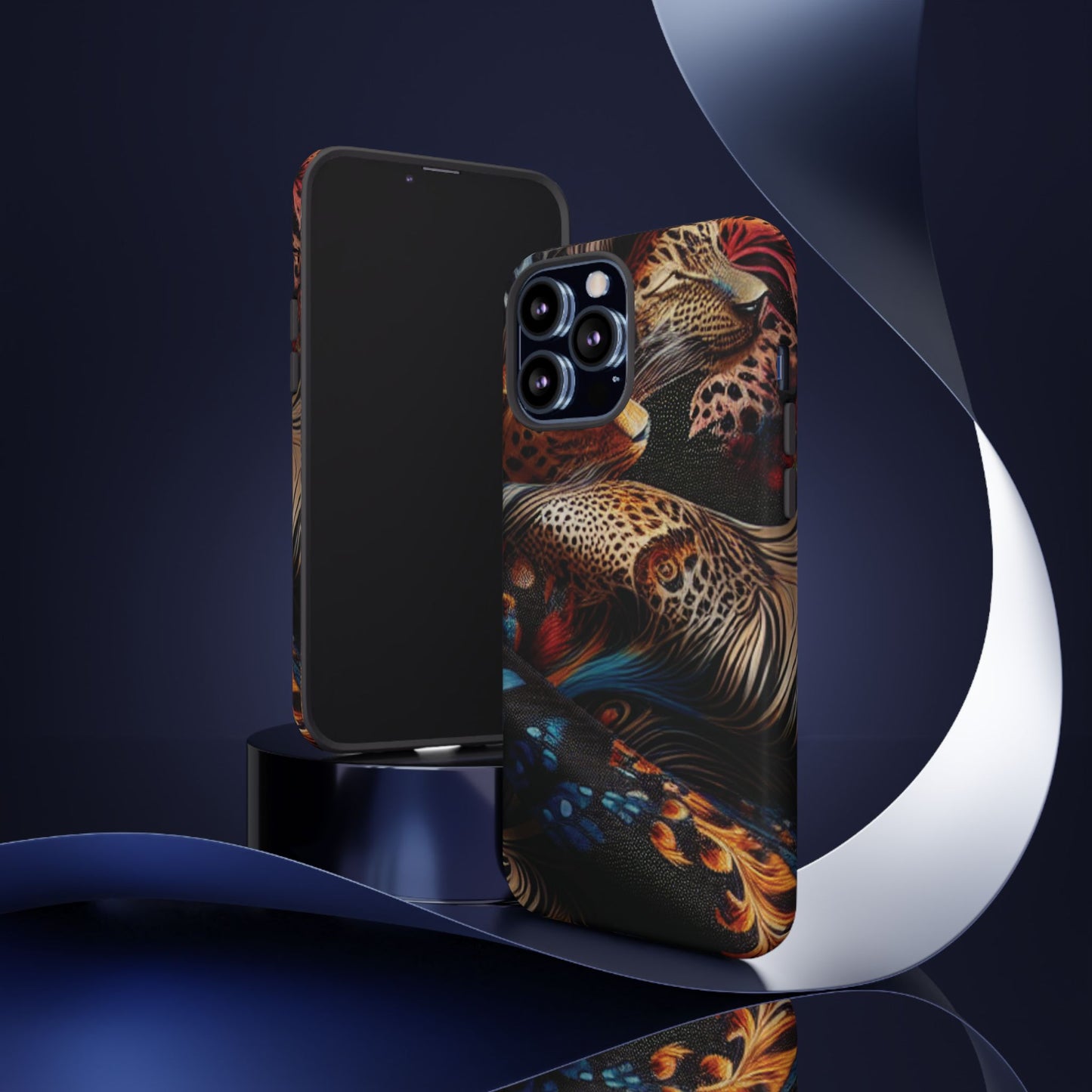 Stylish Tough Phone Case with Elegant Black and Gold Design