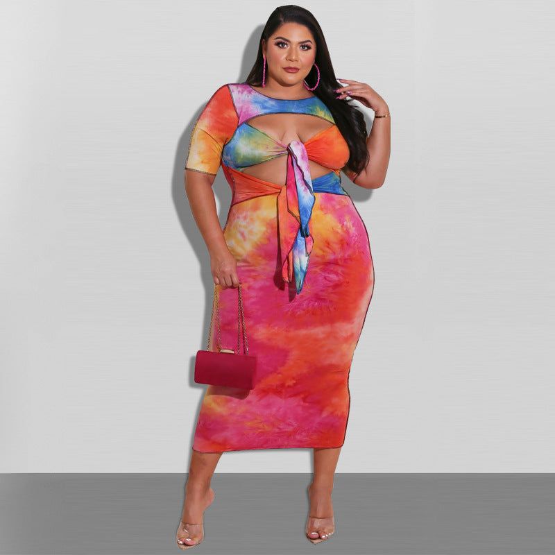 Plus Size Women's Kansuha Printed Fashion Dress