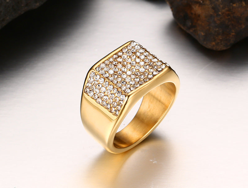Men's Titanium Steel Zircon Ring