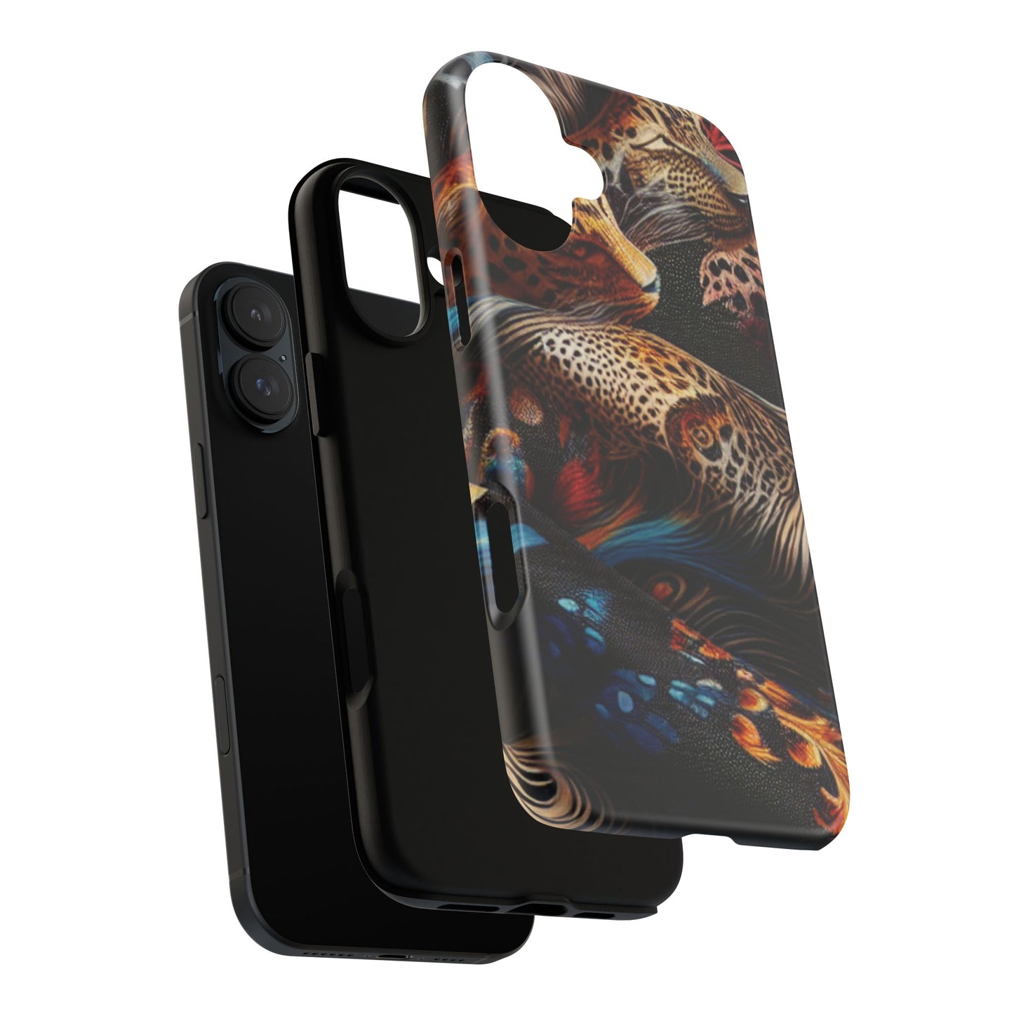 Stylish Tough Phone Case with Elegant Black and Gold Design