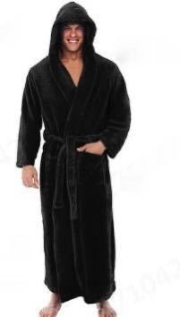 Men's Warm Plus Size Thick Hooded Bathrobe