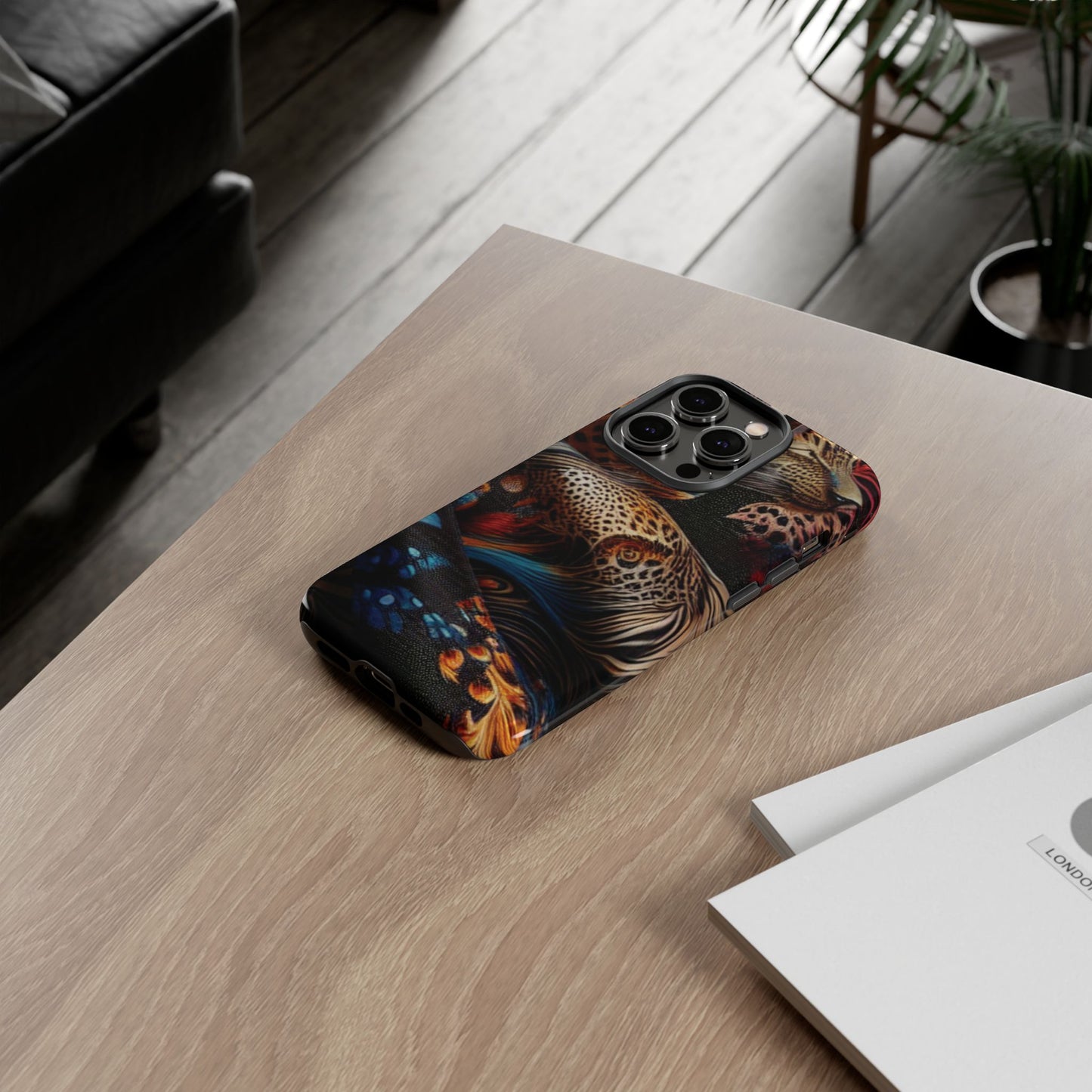 Stylish Tough Phone Case with Elegant Black and Gold Design