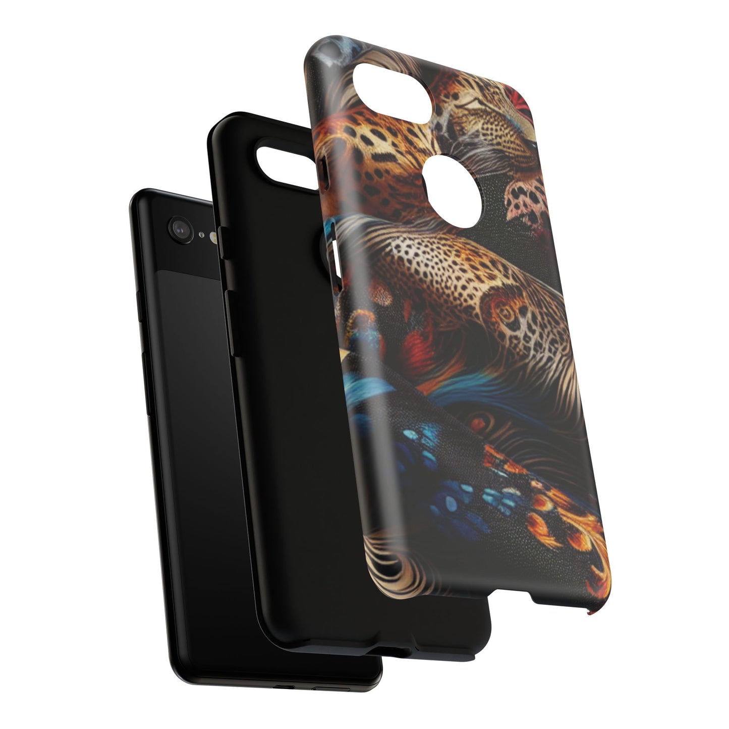 Stylish Tough Phone Case with Elegant Black and Gold Design