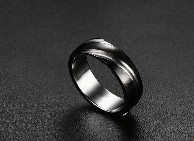 Men's Black Titanium Steel Twill Ring