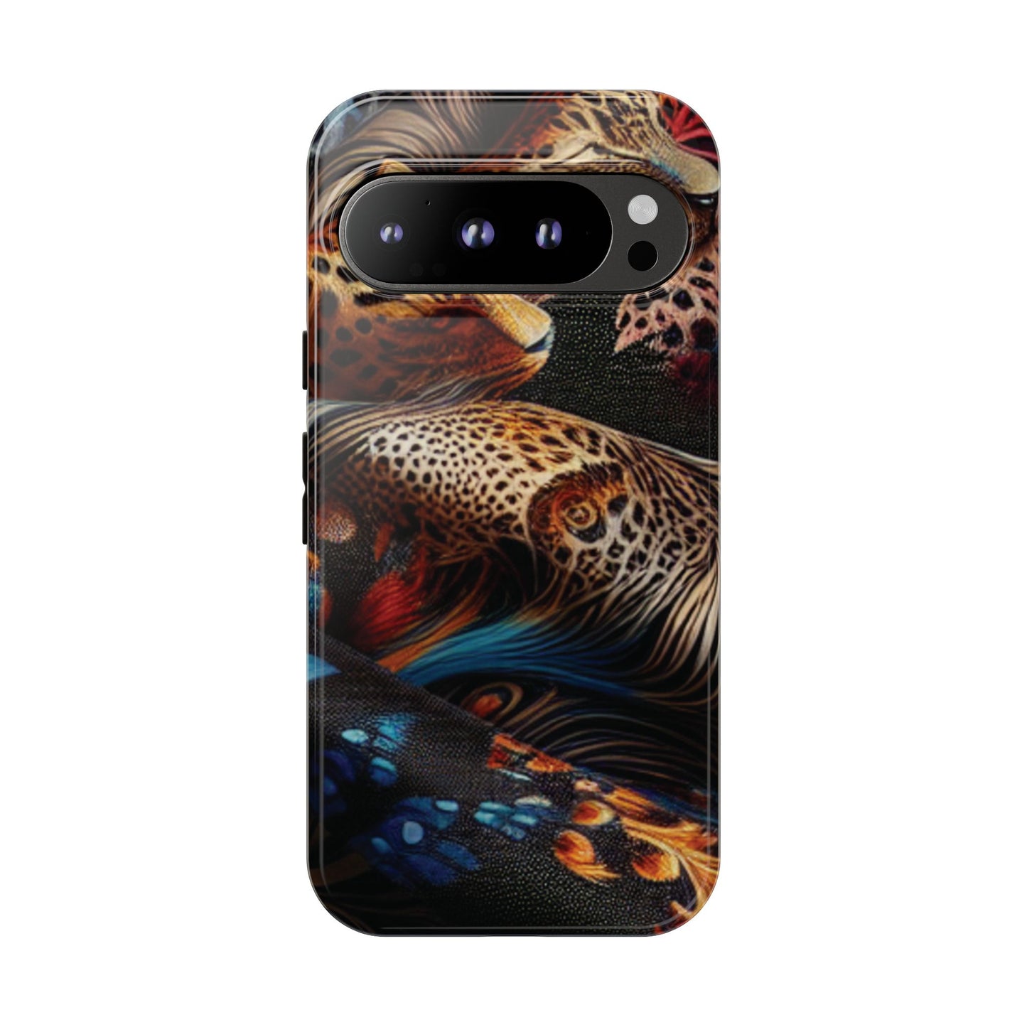 Stylish Tough Phone Case with Elegant Black and Gold Design