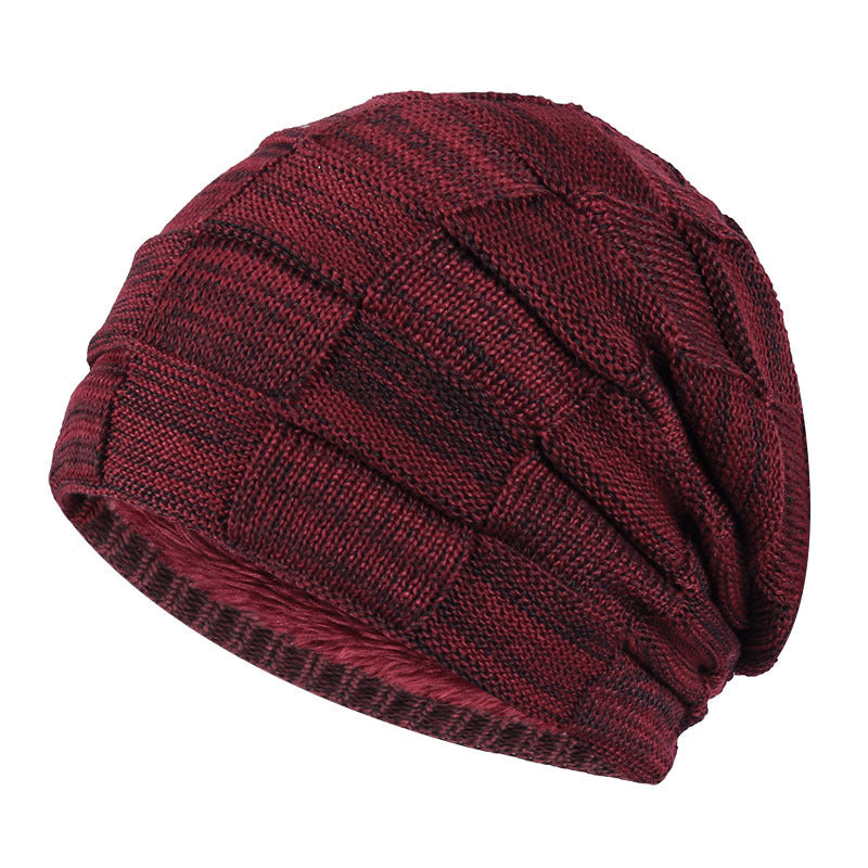 Fashion Plus Velvet Thick Knitted Warm Hat For Men