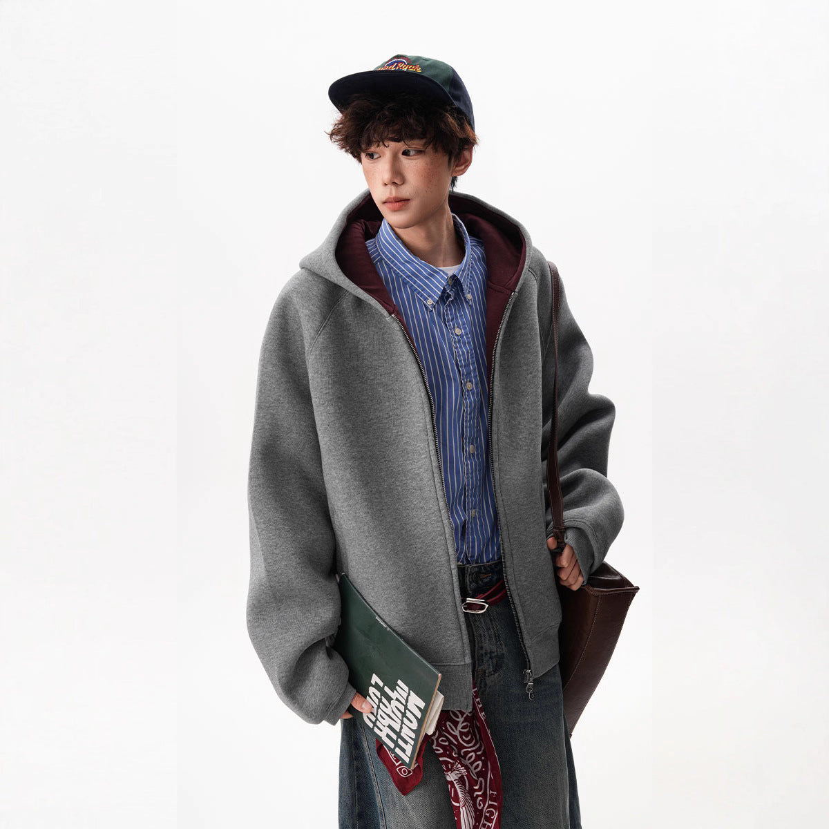 Men's Zipper Hooded Cardigan Sweater