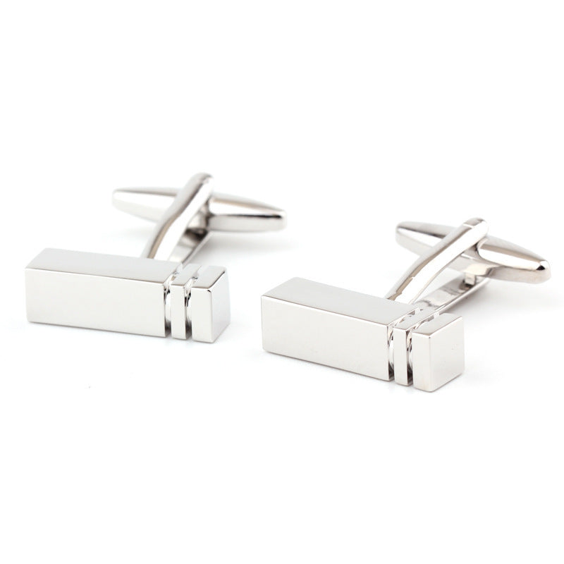 Men's Rectangular Glossy Metal Cufflinks