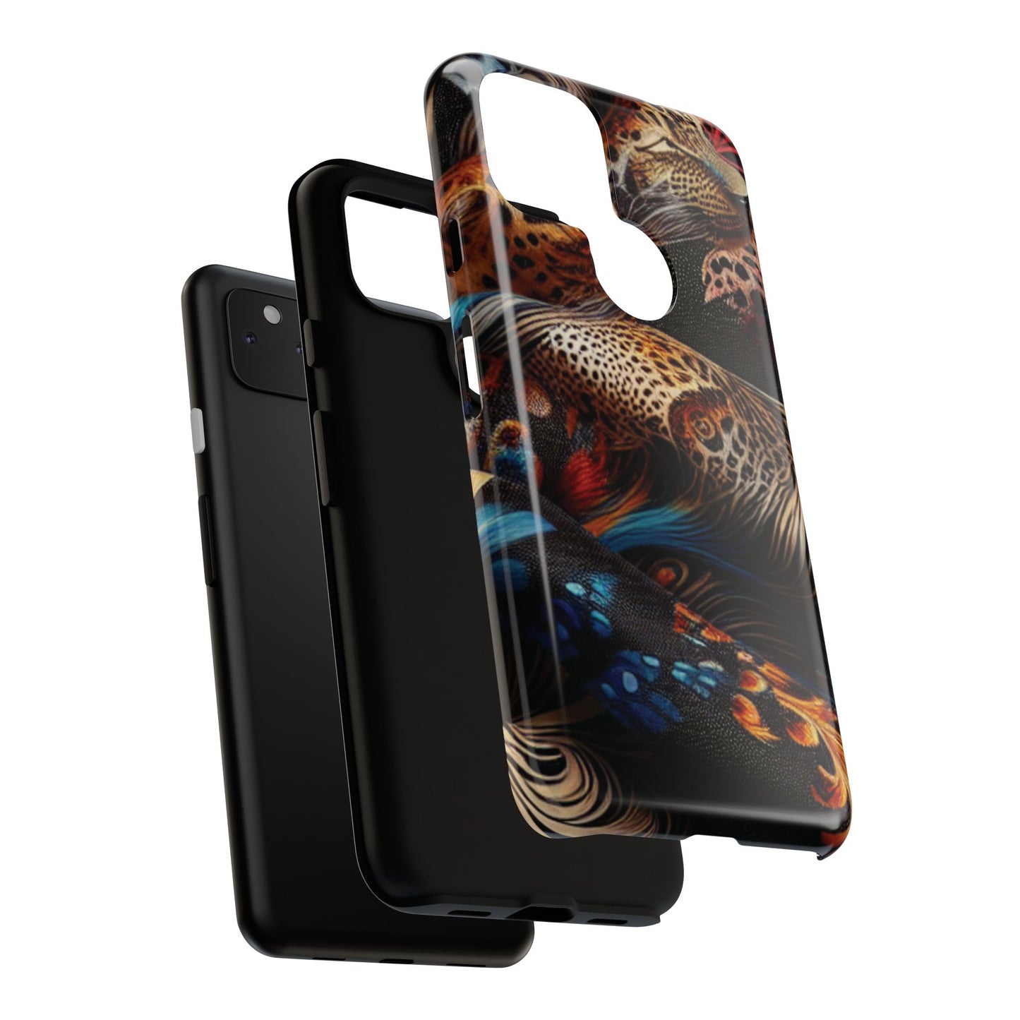Stylish Tough Phone Case with Elegant Black and Gold Design