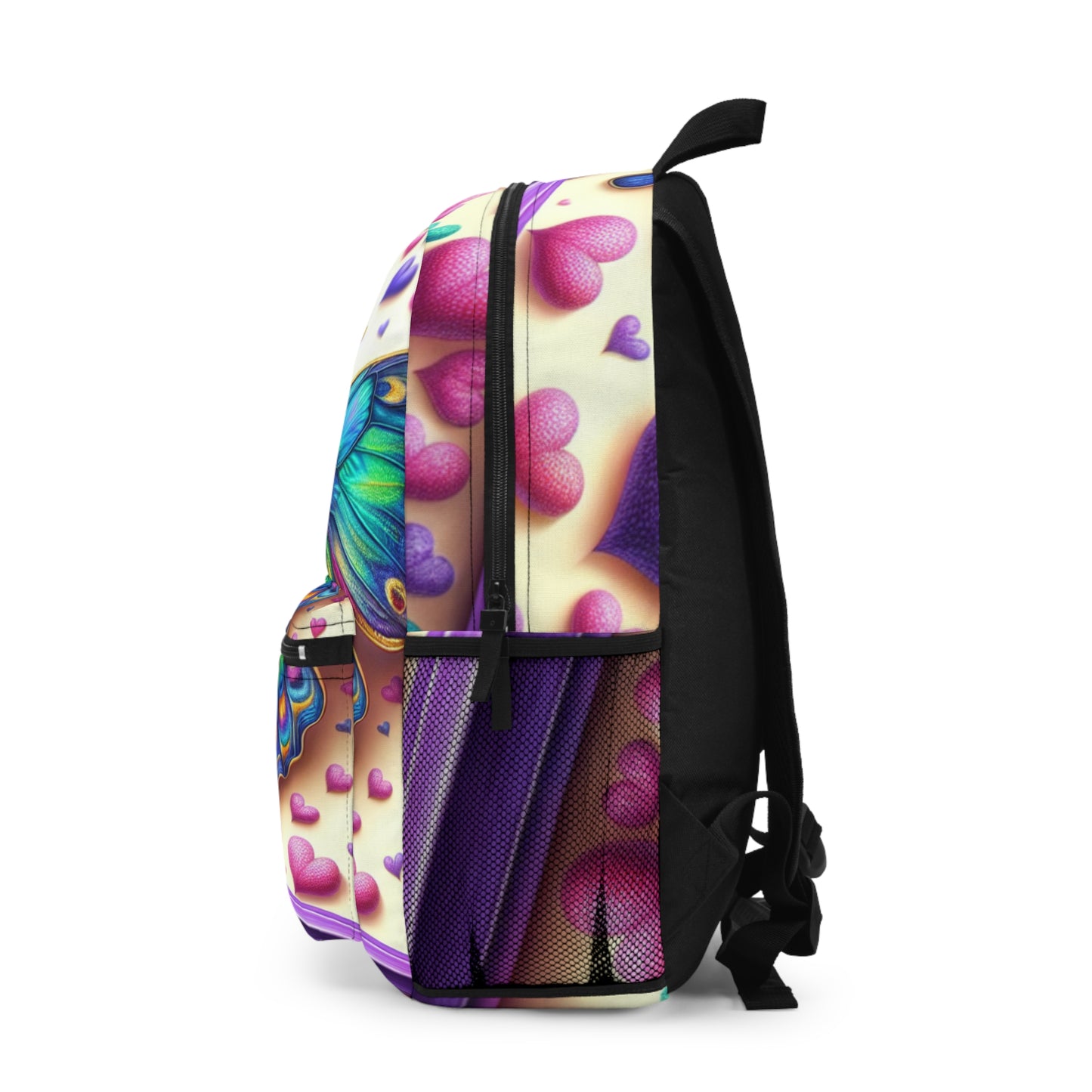 Vibrant Butterfly Art Backpack - Colorful Heart Design for Kids & Teens