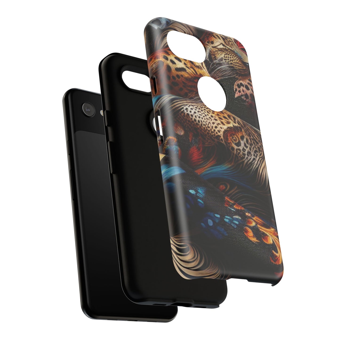 Stylish Tough Phone Case with Elegant Black and Gold Design