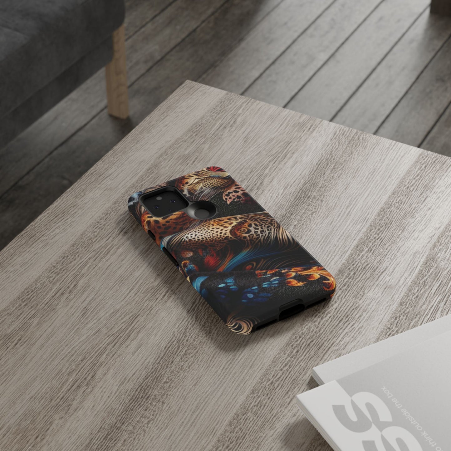 Stylish Tough Phone Case with Elegant Black and Gold Design