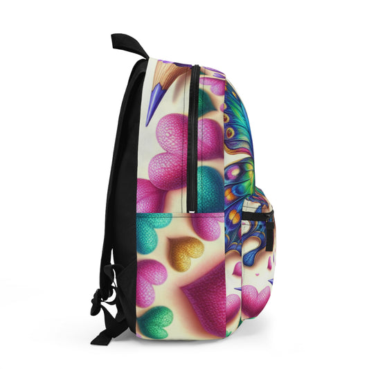 Vibrant Butterfly Art Backpack - Colorful Heart Design for Kids & Teens