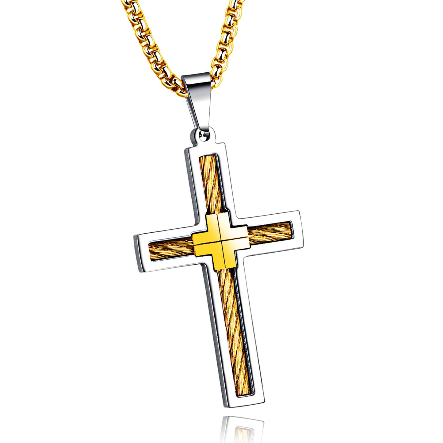 Men's Titanium Steel Wire Cross Necklace