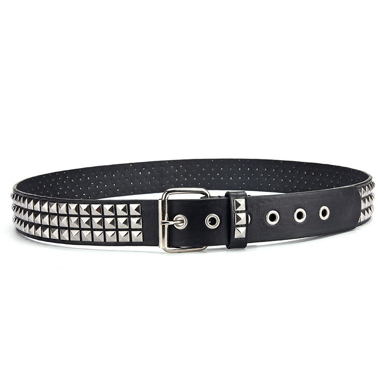 Men's Punk Belt Pyramid Rivet Belt Catch