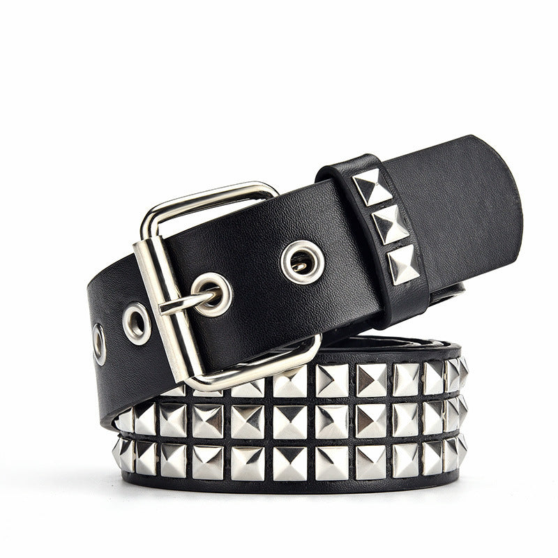 Men's Punk Belt Pyramid Rivet Belt Catch