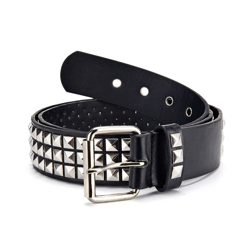 Men's Punk Belt Pyramid Rivet Belt Catch