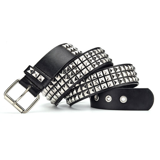 Men's Punk Belt Pyramid Rivet Belt Catch