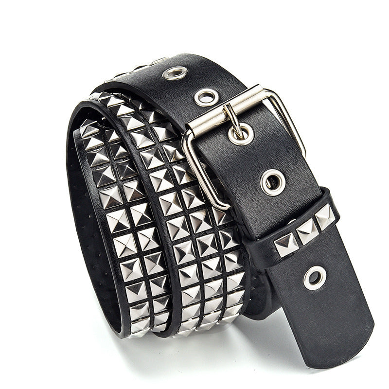 Men's Punk Belt Pyramid Rivet Belt Catch