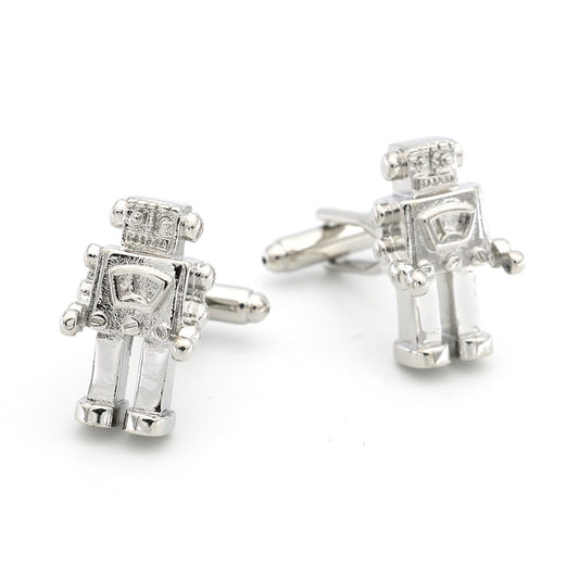 Men's Silver Robot Cufflinks