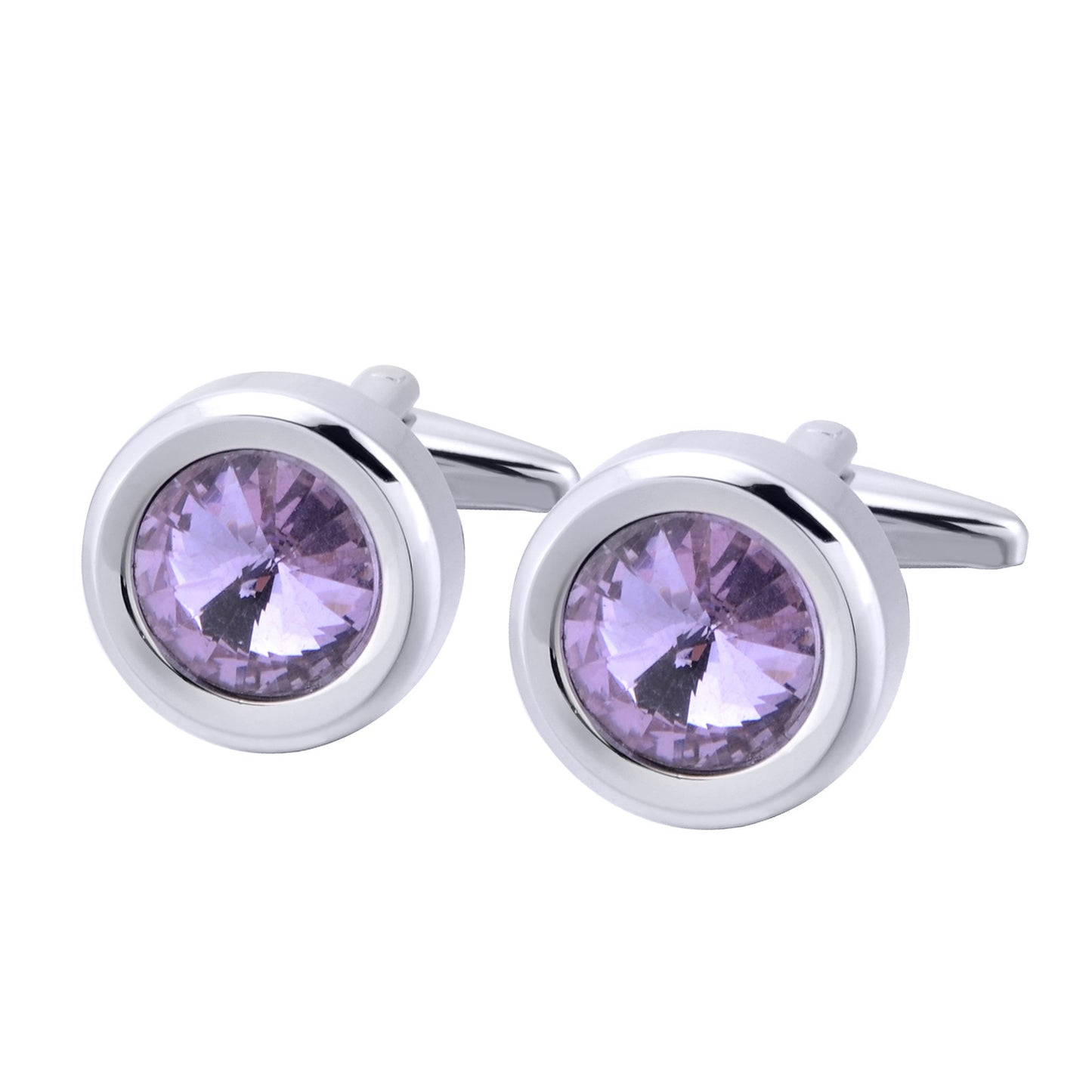 Men's Round Multi-Faceted Satellite Diamond Crystal Cufflinks