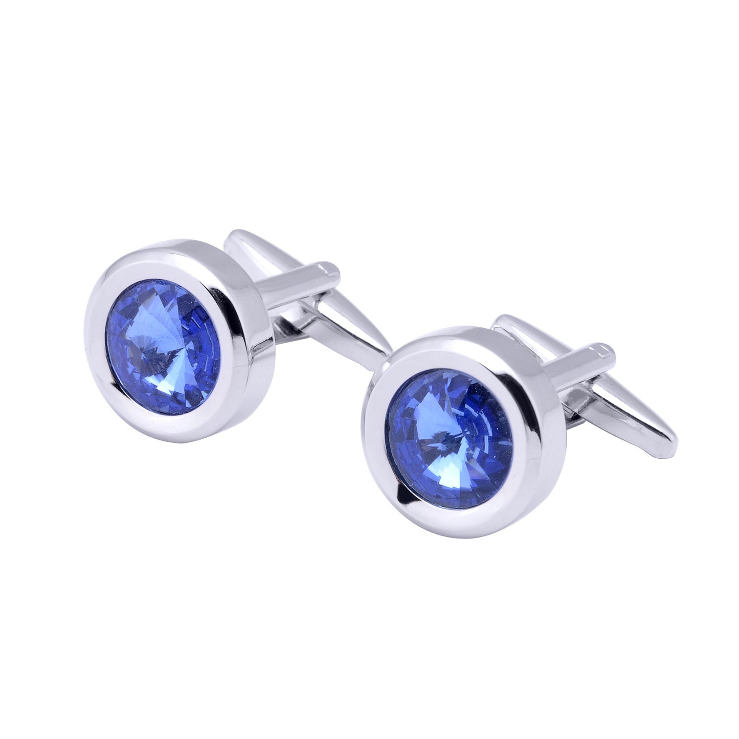 Men's Round Multi-Faceted Satellite Diamond Crystal Cufflinks