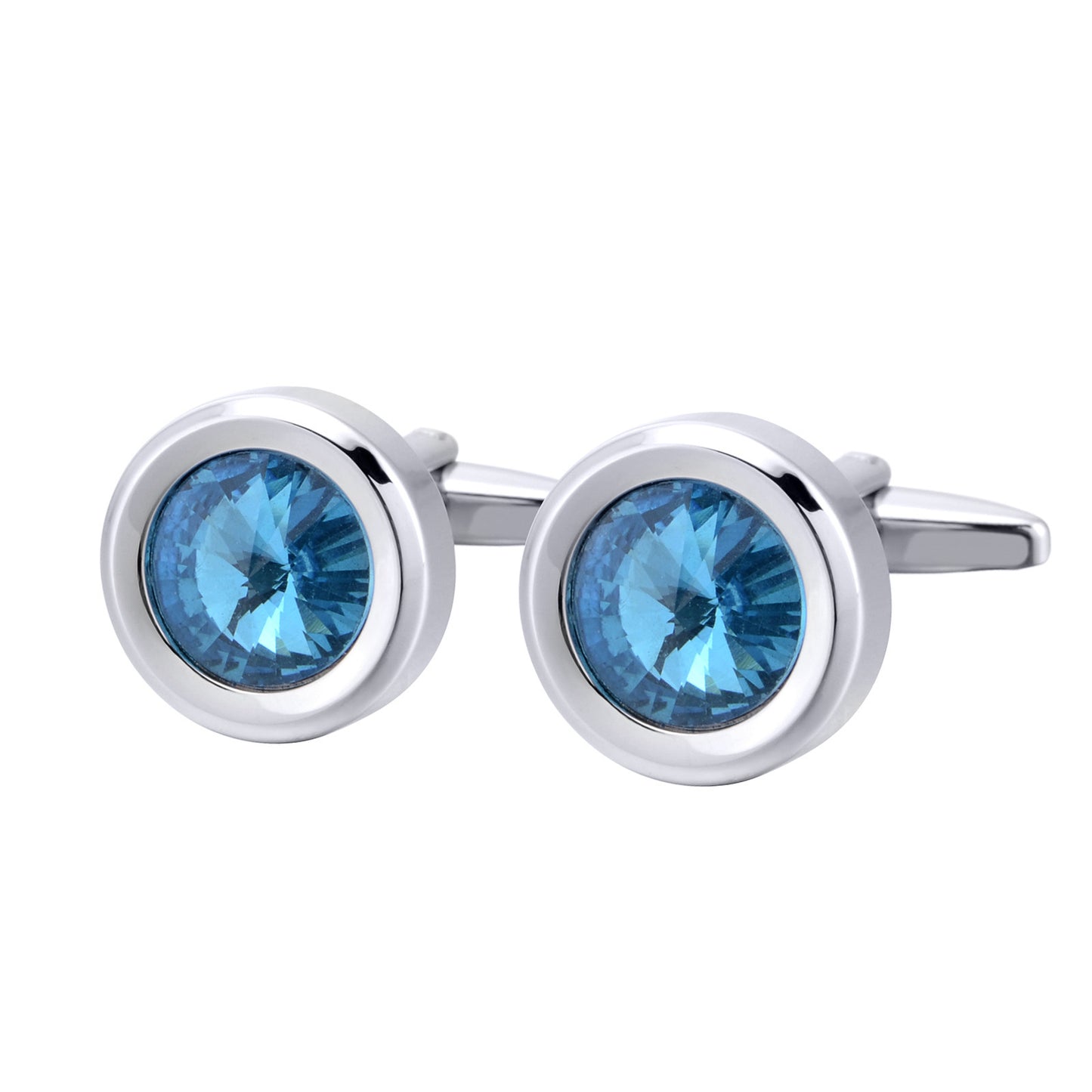 Men's Round Multi-Faceted Satellite Diamond Crystal Cufflinks