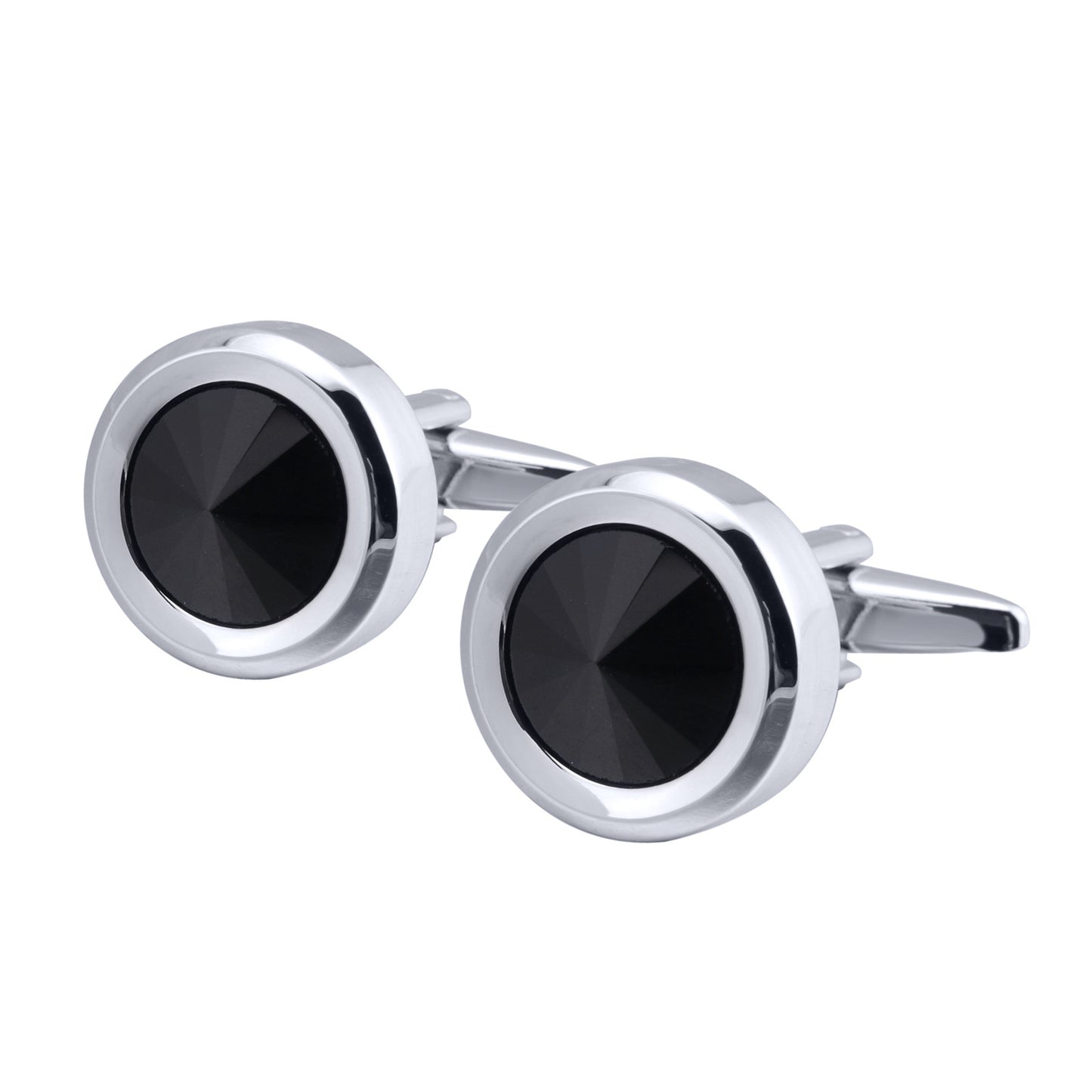 Men's Round Multi-Faceted Satellite Diamond Crystal Cufflinks