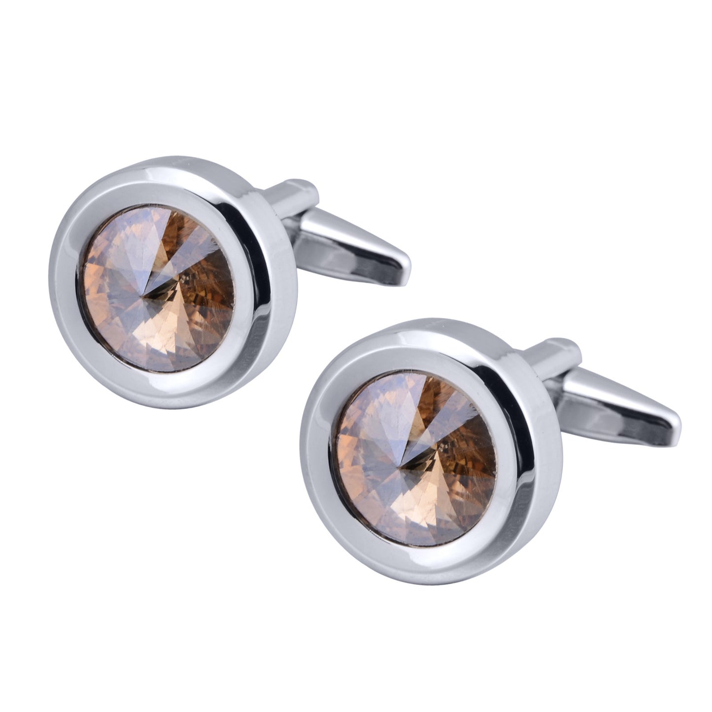Men's Round Multi-Faceted Satellite Diamond Crystal Cufflinks