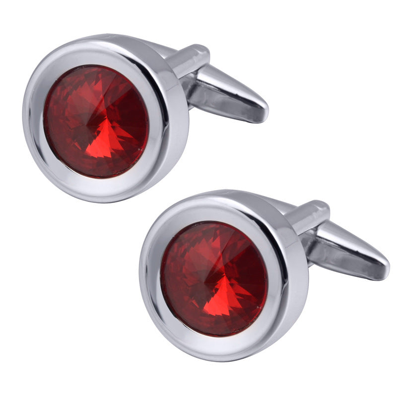 Men's Round Multi-Faceted Satellite Diamond Crystal Cufflinks