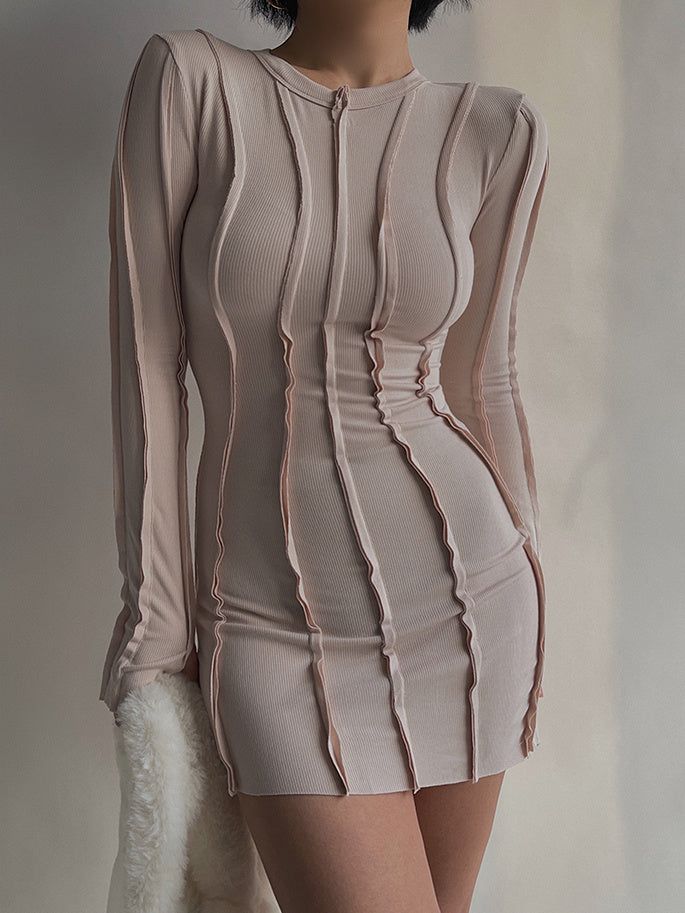 long sleeve round neck dress