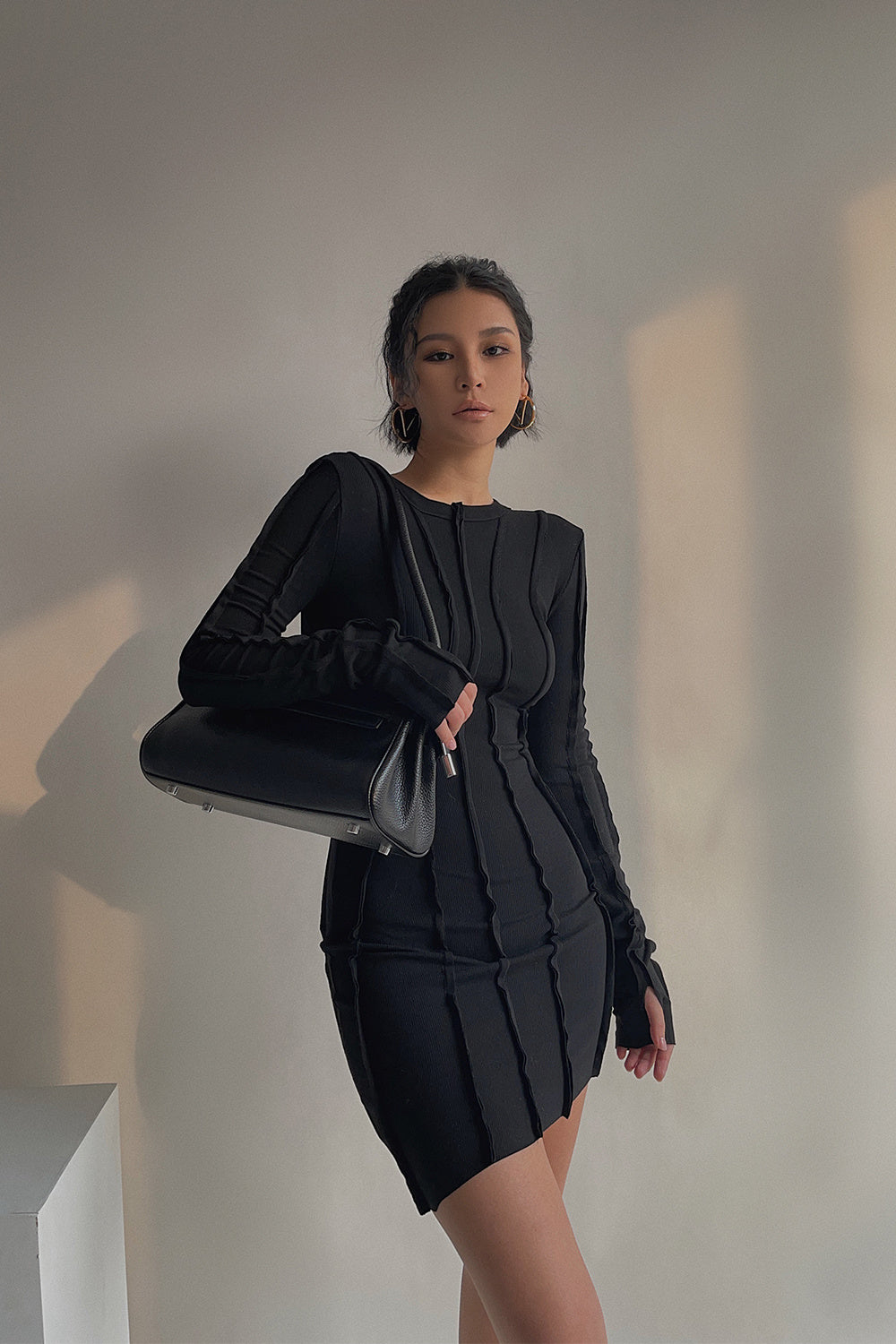 long sleeve round neck dress