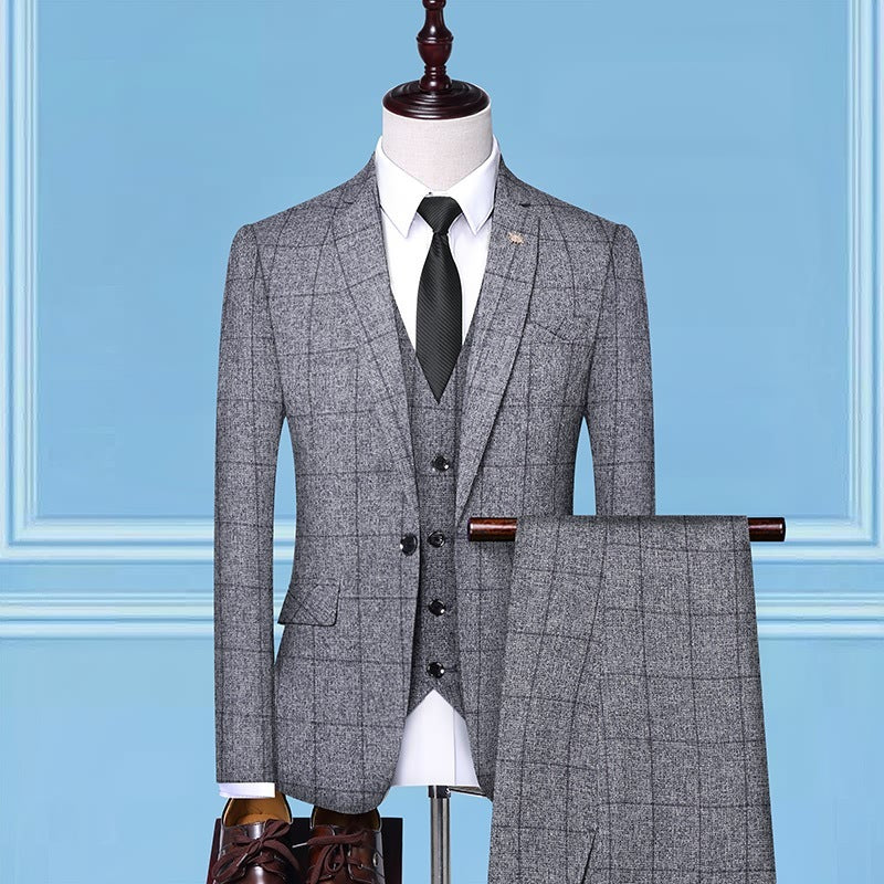 Men's Checkered Three-Piece Suit
