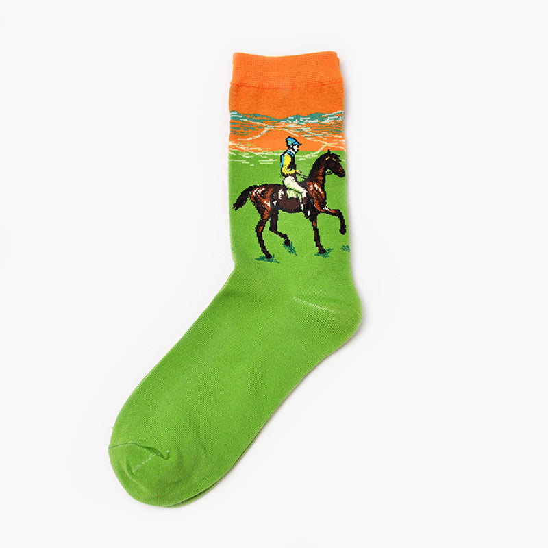Men's Retro World Famous Oil Painted Socks