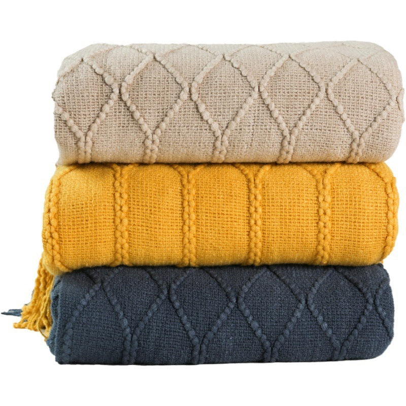 Pure Color Fleece Knitted Sofa Blanket