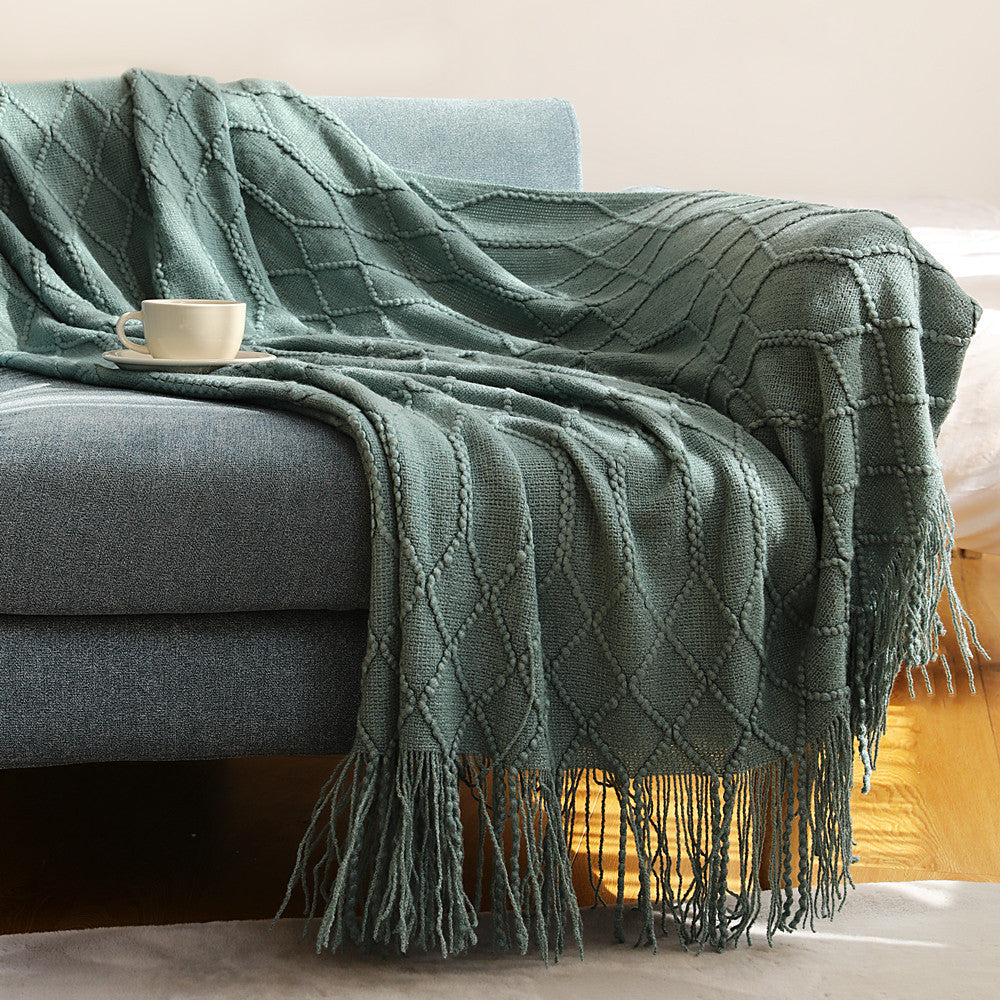 Pure Color Fleece Knitted Sofa Blanket