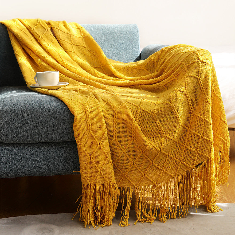 Pure Color Fleece Knitted Sofa Blanket