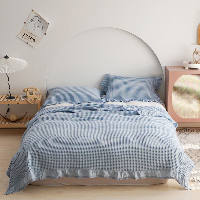Waffle Plaid Blankets for Bed Sofa Throws Cotton Yarn Towel Blanket Air Conditioning Quilt Bedspread
