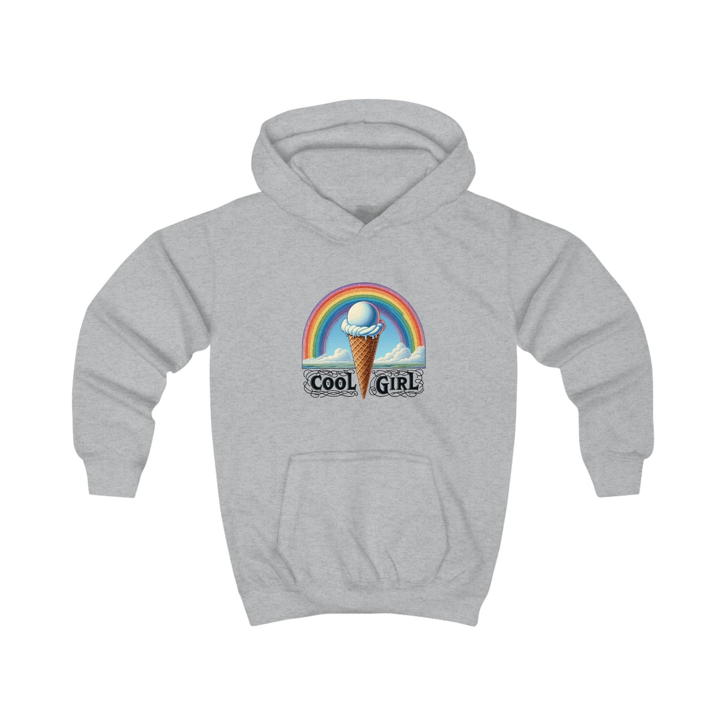 Cool Girl Rainbow Ice Cream Kids Hoodie
