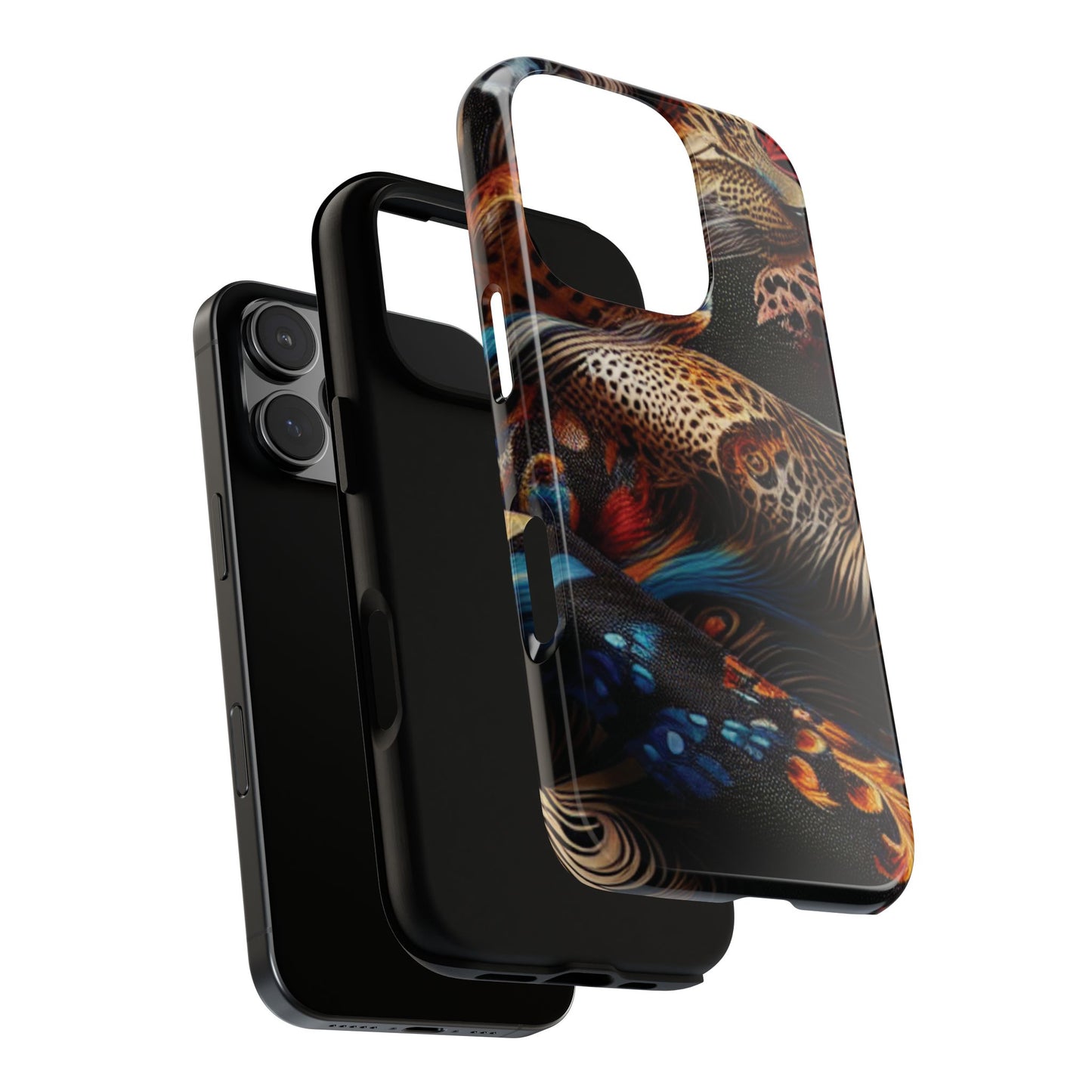 Stylish Tough Phone Case with Elegant Black and Gold Design