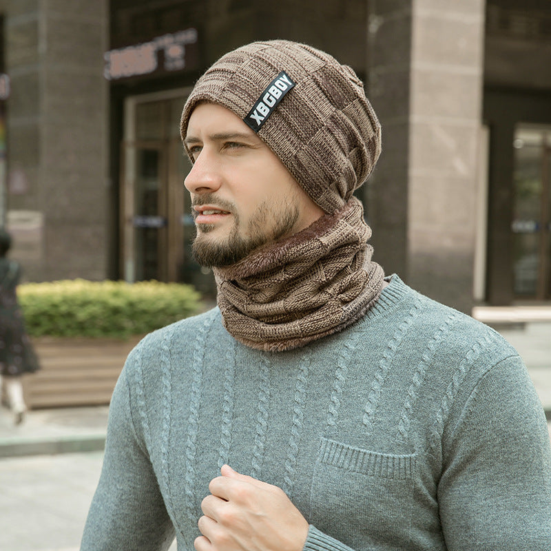 Men's Knitted Beanie and Neck Warmer Set