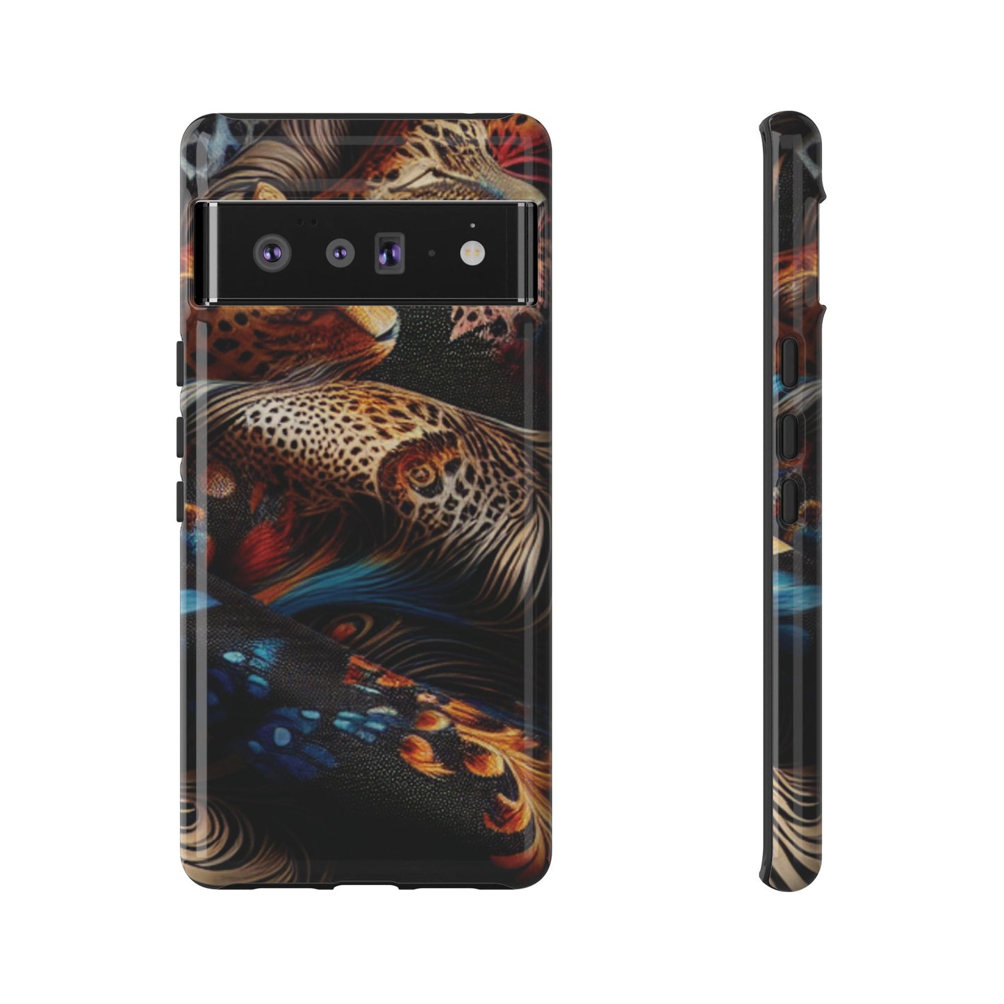 Stylish Tough Phone Case with Elegant Black and Gold Design
