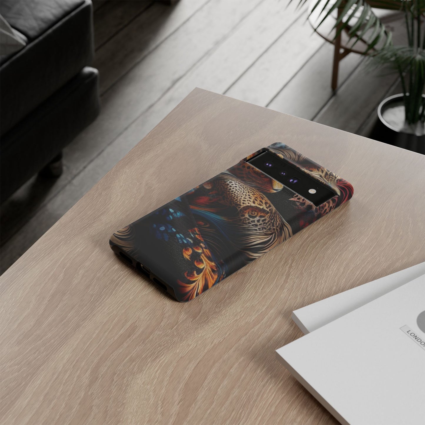 Stylish Tough Phone Case with Elegant Black and Gold Design