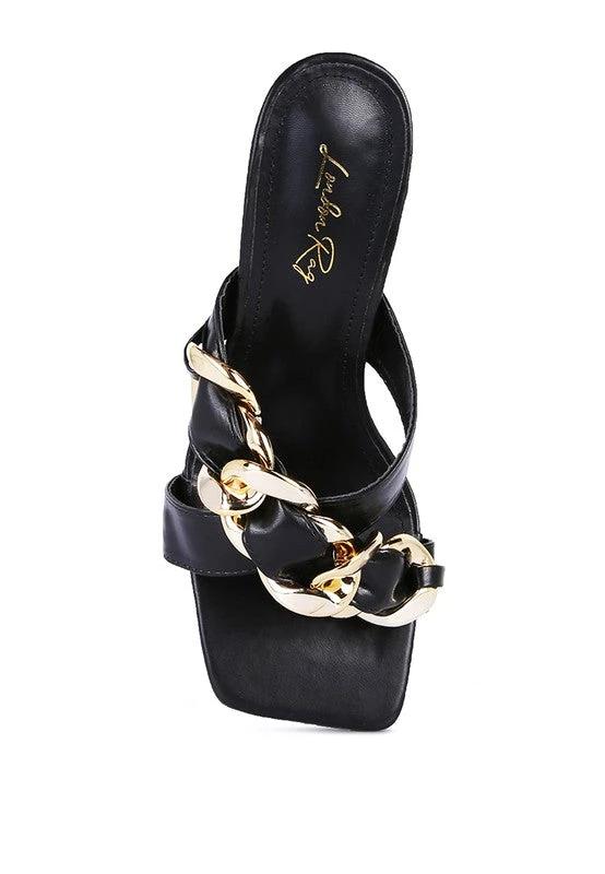 Day In London: Clear Heel Gold Chain Sandals by Coco’s Tee Boutique