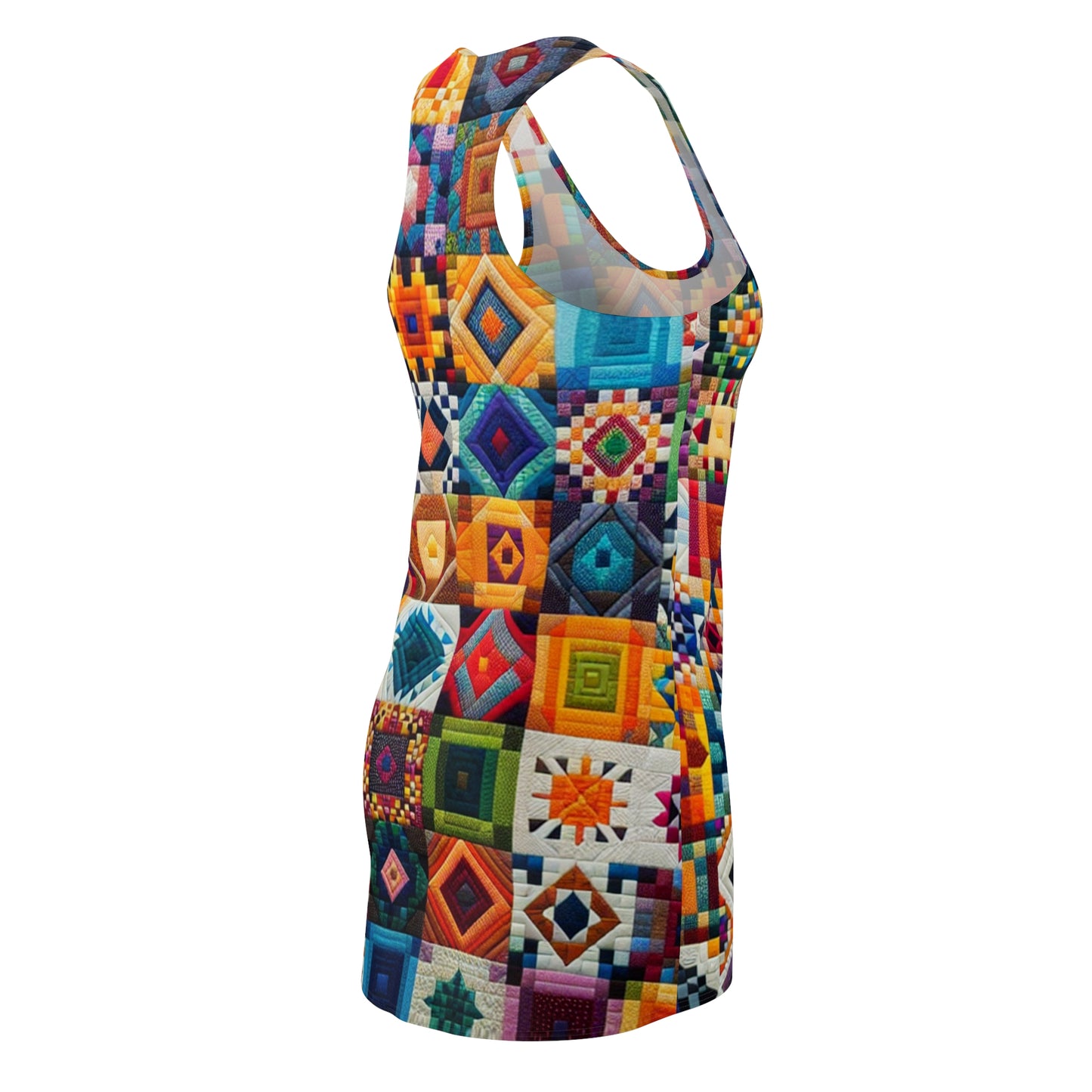 Colorful Patchwork Racerback Dress, Summer Dress, Bohemian Dress, Festival Outfit, Vacation Wear
