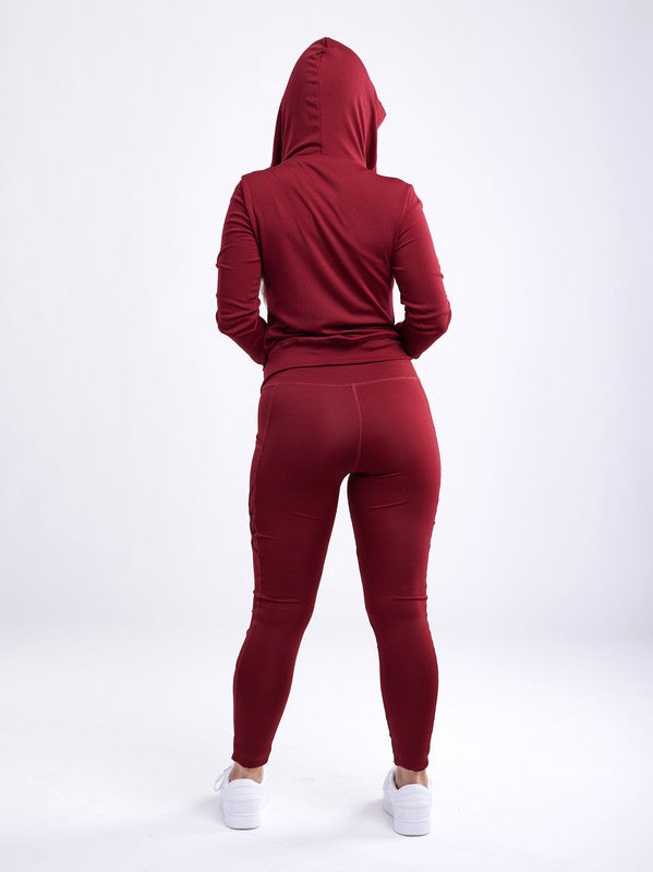 Women's Athletic Zip-Up Fitted Hoodie Jacket with Pockets