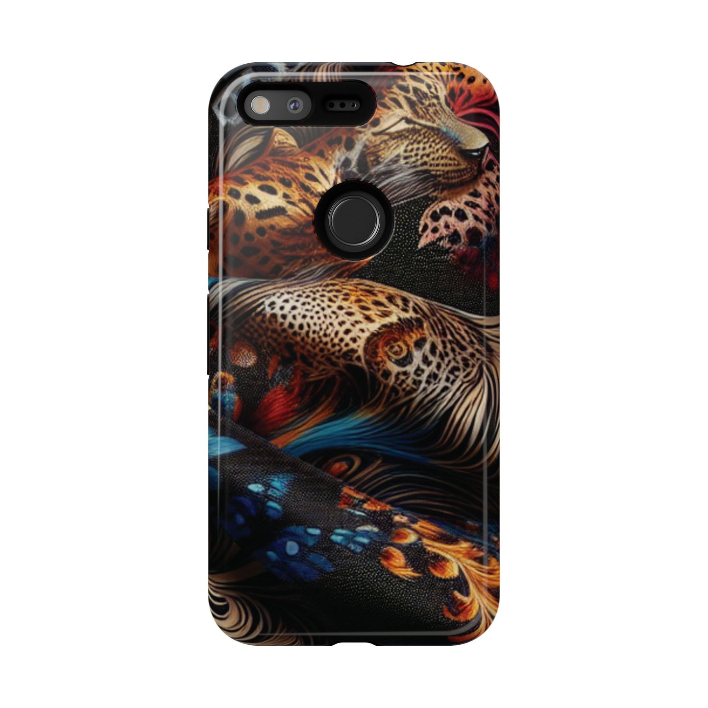 Stylish Tough Phone Case with Elegant Black and Gold Design