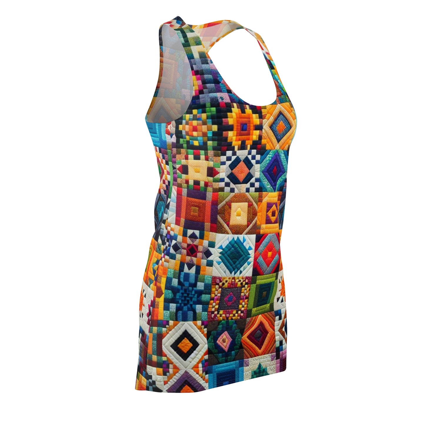 Colorful Patchwork Racerback Dress, Summer Dress, Bohemian Dress, Festival Outfit, Vacation Wear