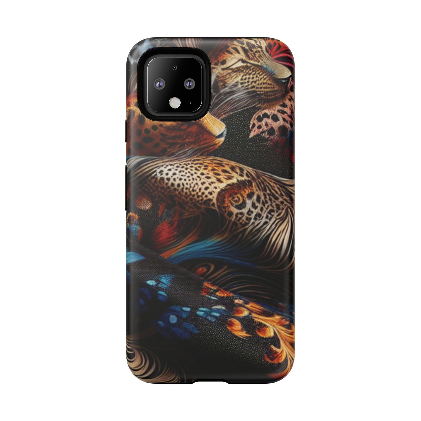 Stylish Tough Phone Case with Elegant Black and Gold Design