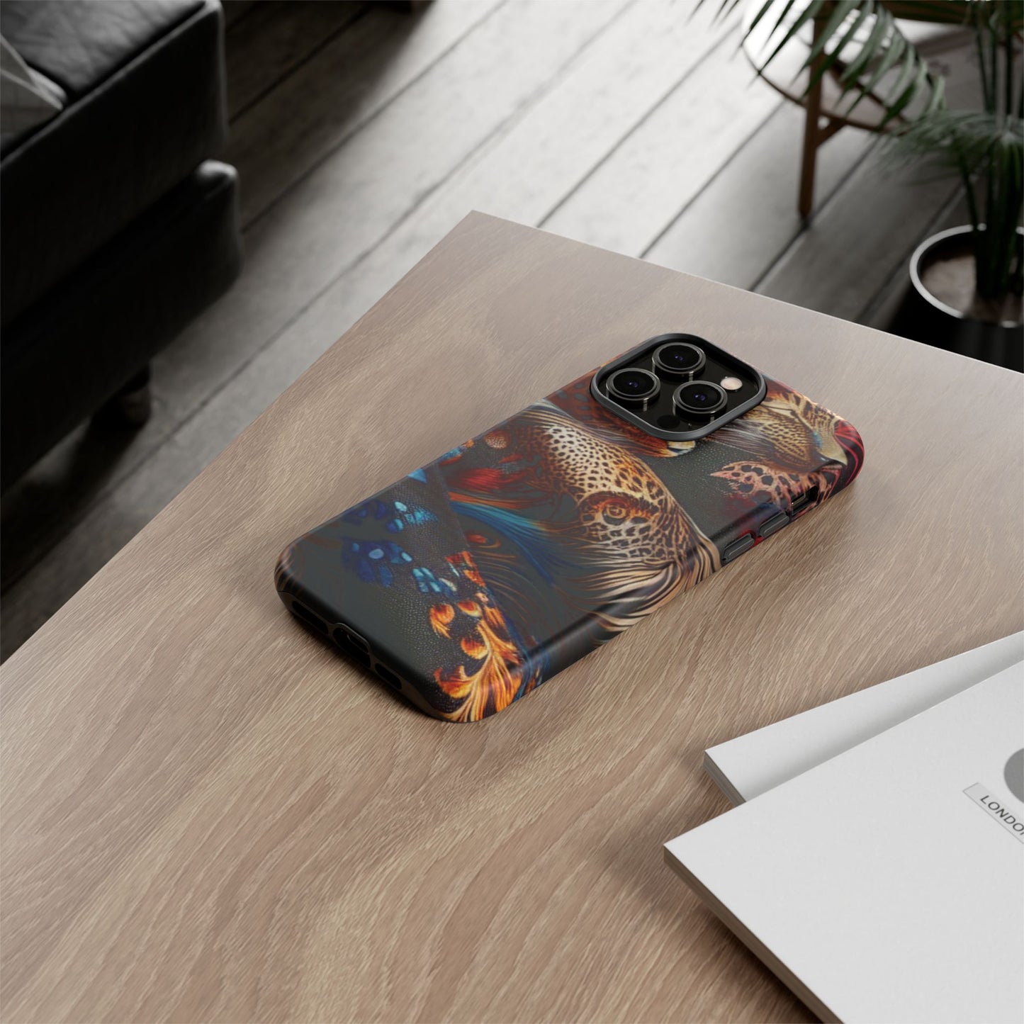 Stylish Tough Phone Case with Elegant Black and Gold Design